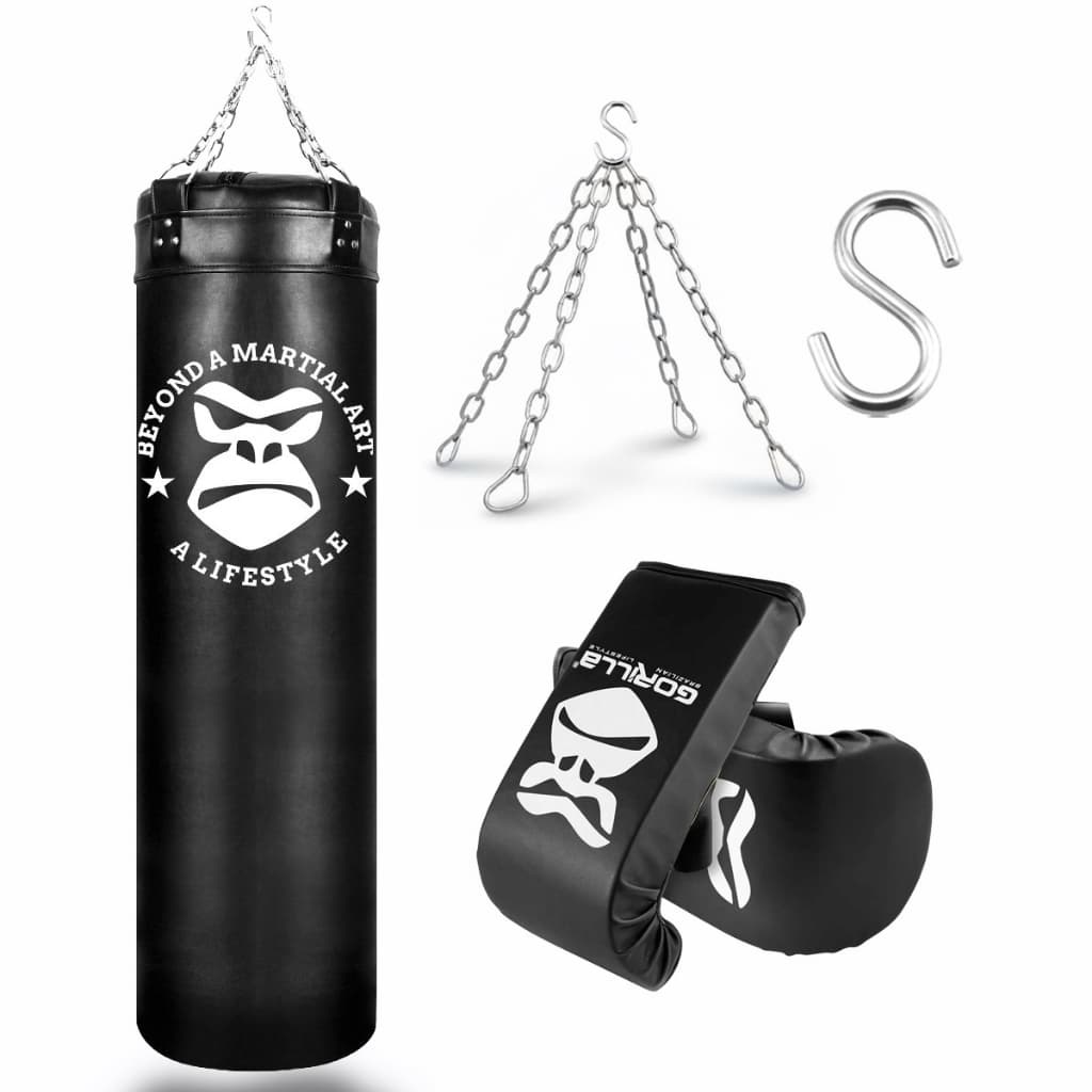 Kit Saco De Pancada 120cm Profissional Boxe Muay Thai MMA + Luva Bate Saco Gorilla Treino Em Casa