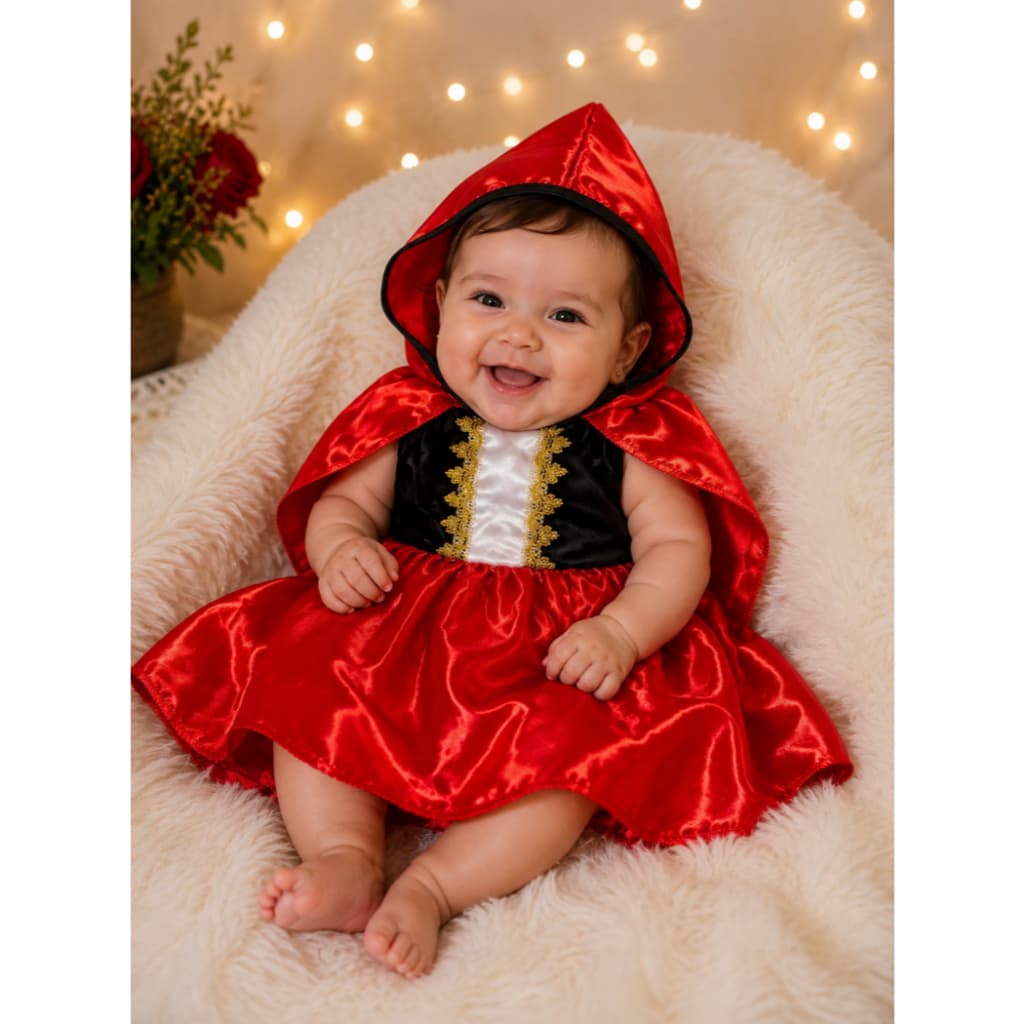 Fantasia Infantil Chapeuzinho Vermelho Roupa Body Bebe Vestido Princesa Aniversario Festa