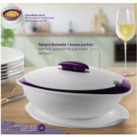 Tupperware Tigela Thermo 1,5 Litros Branca e Roxa