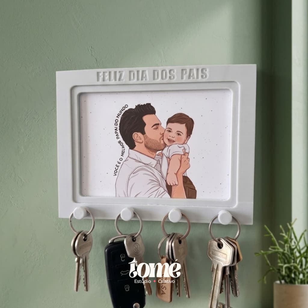 Porta Chaves Personalizado com Foto/Ilustração e Frase - Decoração. presente para pai, avó, amigos, namorado