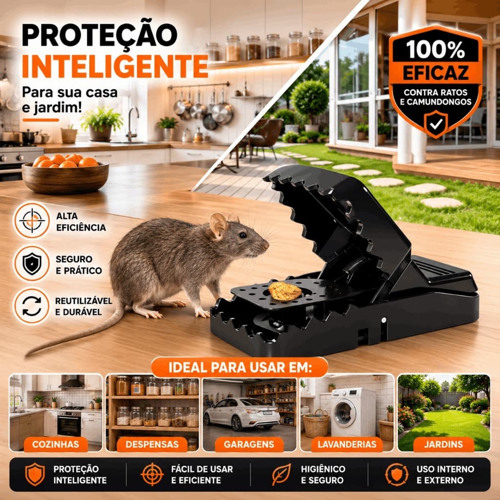 Ratoeira Profissional Reutilizável Armadilha Para Ratos Mola Dupla Ultra Resistente Alta Precisão Captura Segura