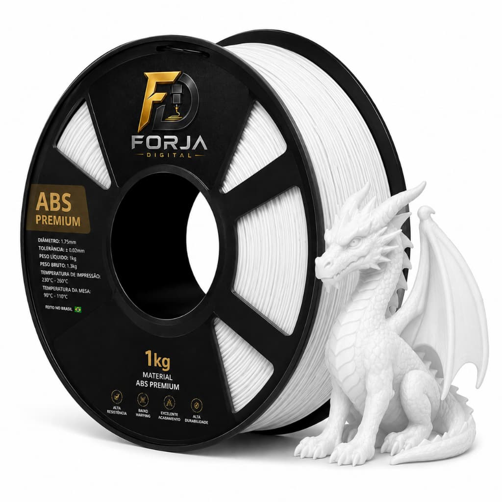 Filamento ABS Premium 1,75mm 1kg Preto ou Branco para Impressora 3D