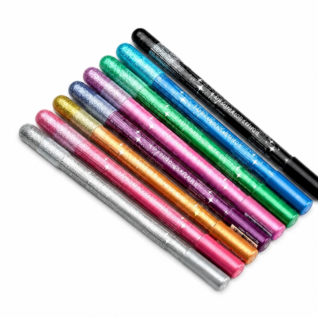 Kit 8 cores de Lápis sombra para Olhos com Glitter Colorido