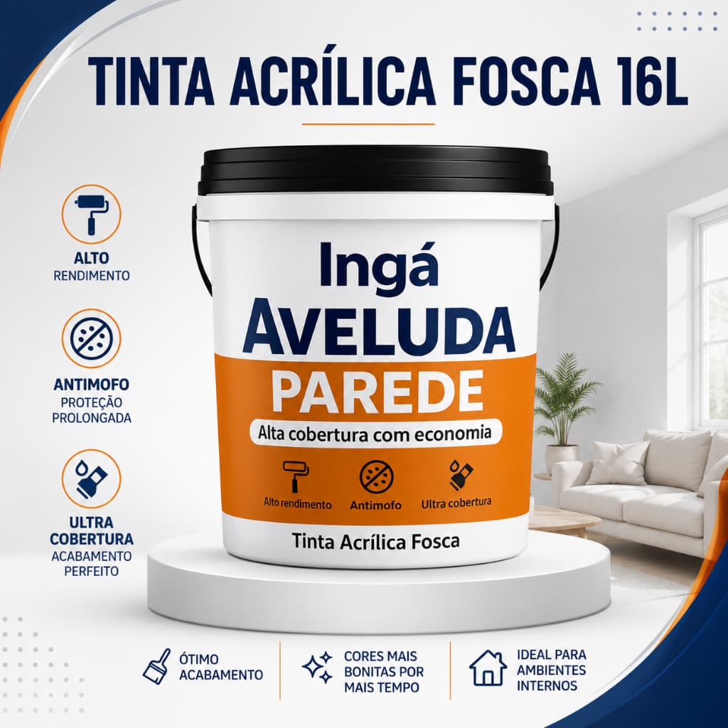 Tinta Inga 16L Acrílica Fosca Aveludada Para Parede Interna e Externa Acabamento Sofisticado