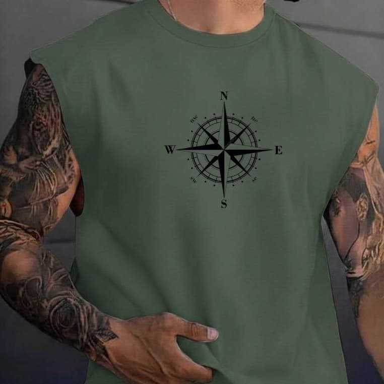 Regata Machão Masculina Bússola Norte Sul Camiseta Cavada Para o Verão E Treino Camisa Praia