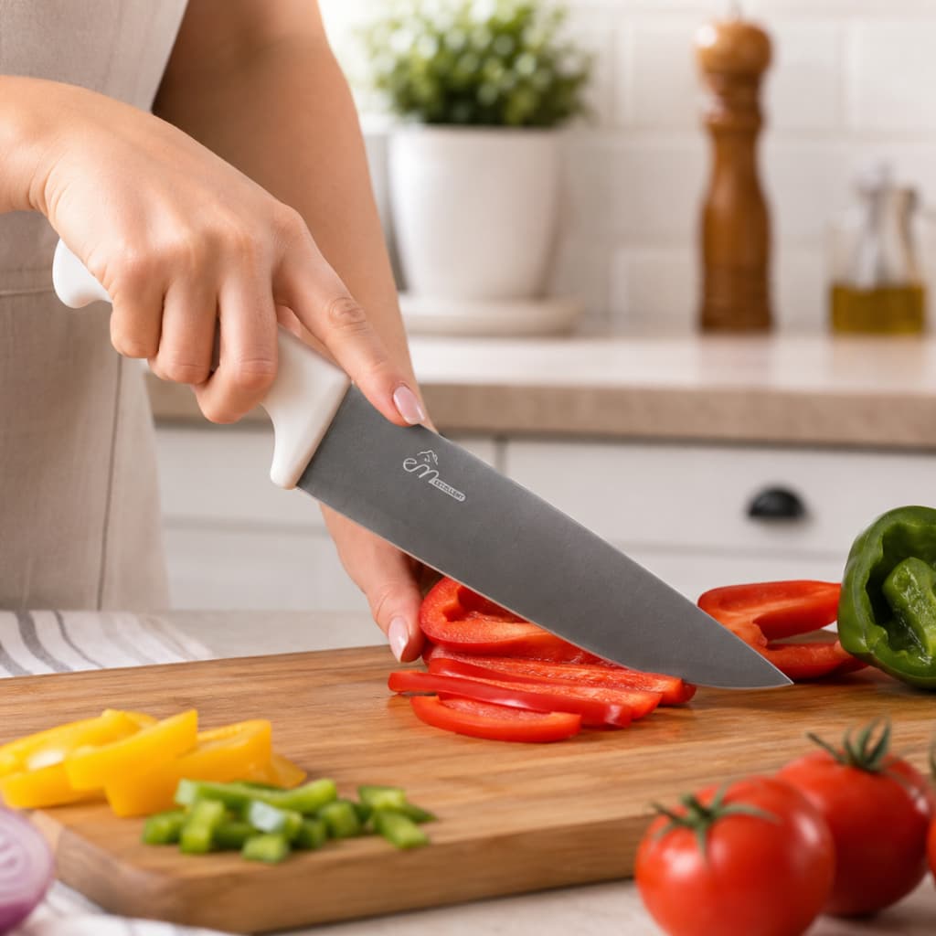 Faca Cozinha Premium 8" Aço Inox Chef Profissional Carnes Legumes Açougueiro Lâmina Afiada Peixeira