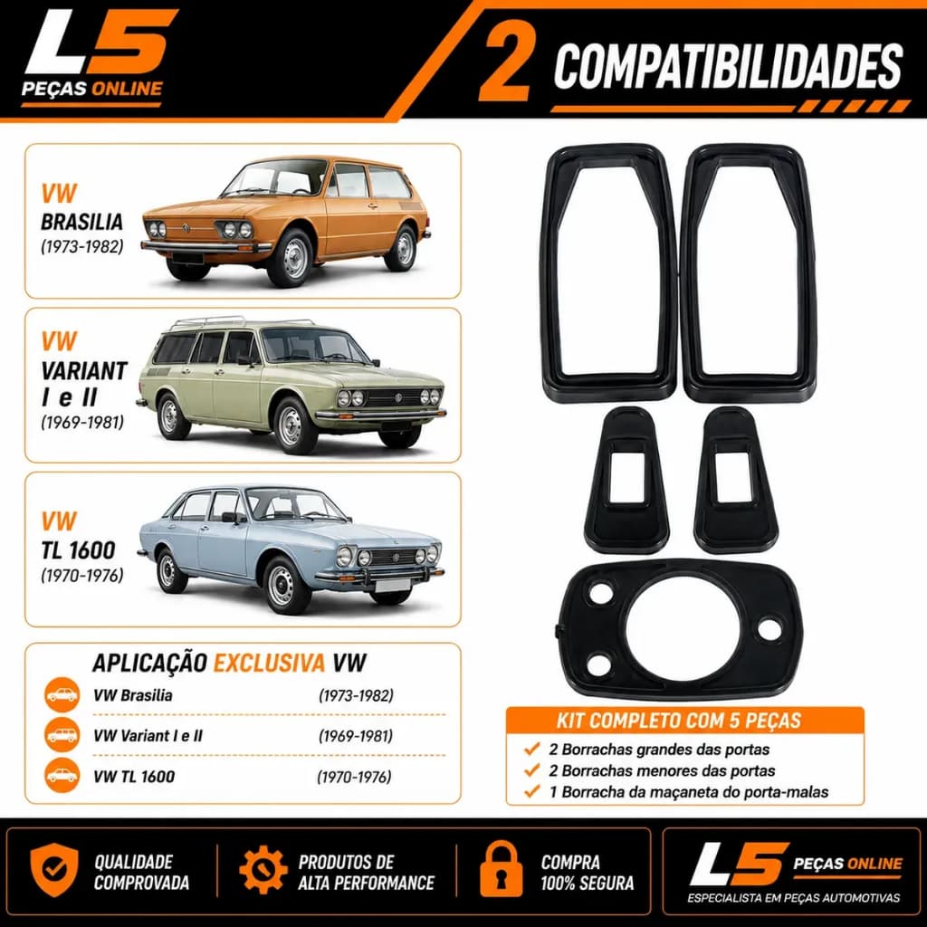Kit Borracha Guarnição Acabamento Maçanetas Brasilia Variant
