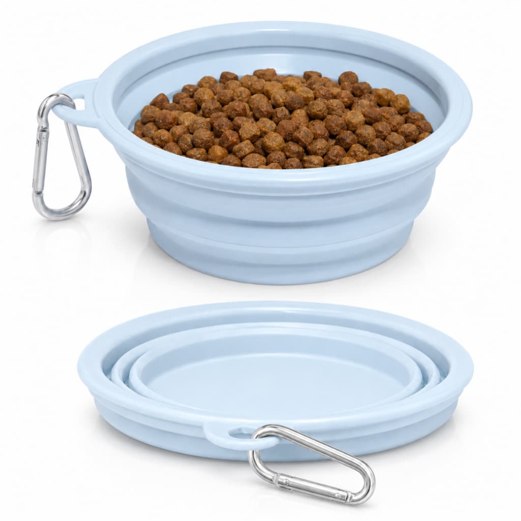 Comedouro Bebedouro Retrátil Silicone para Passeio de Cachorro Cães Gatos Pet com Mosquetão Prático