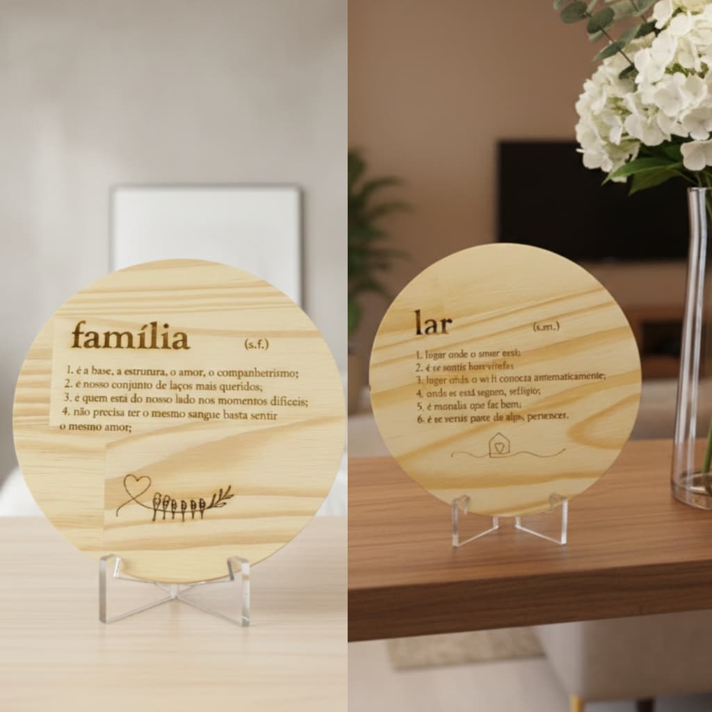 Bolacha Pinos Decorativa Quadro Decorativo Sala Enfeite Para Sala de Pinos Mensagem Lar Gratidão