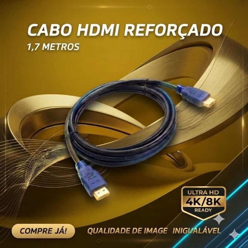 Cabo HDMI Azul 2.0 Reforçado Full HD 1080p High Speed 4K
