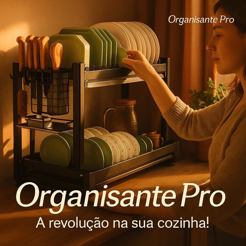 Escorredor Louças Multifuncional 2 Andares Preto Fosco Organizador