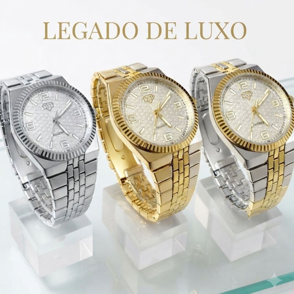 Relógio Masculino Luxo Aço Inoxidável Quartz Resistente à Água Social Esportivo Executivo Pulseira Metálica Elegante