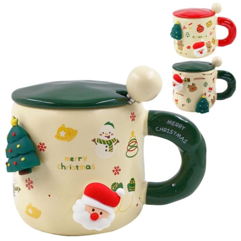 Caneca Natalina 450ml em Cerâmica Lila Cosméticos