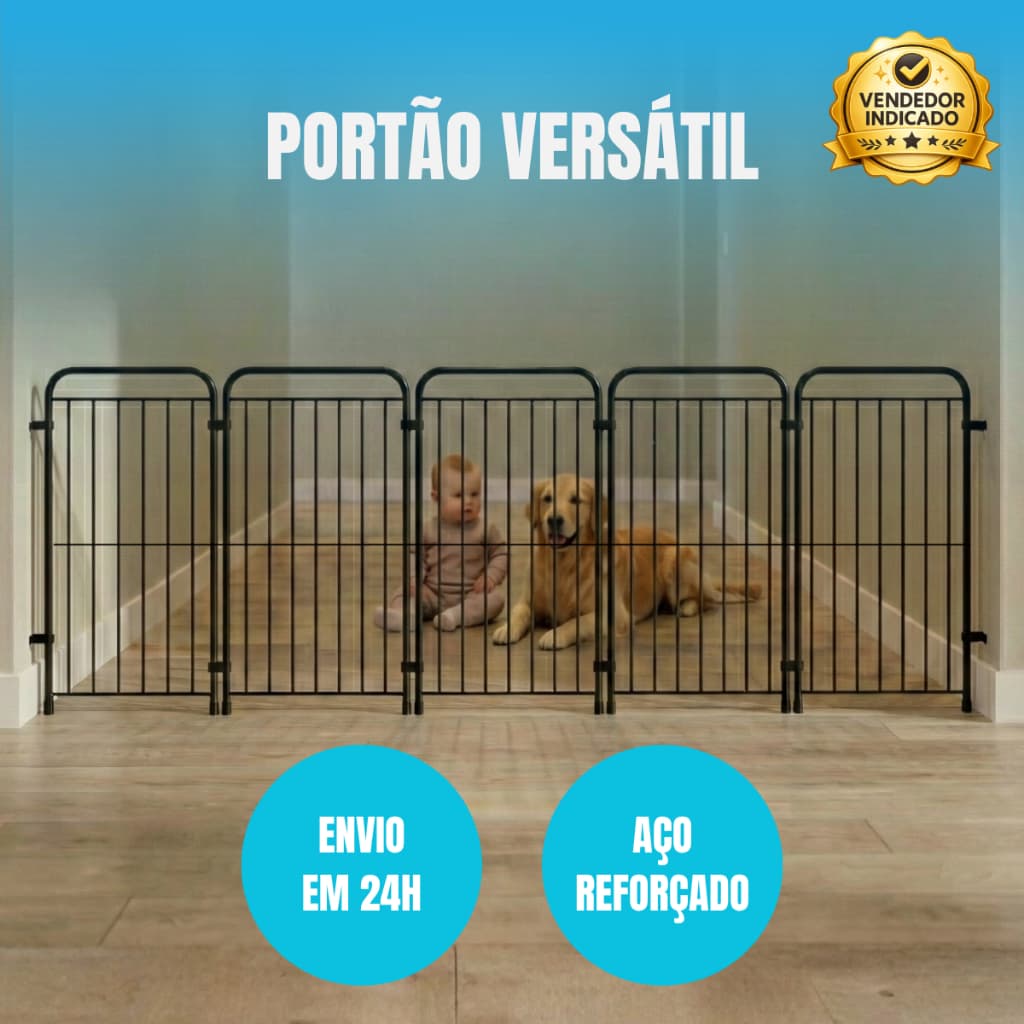 Grade de Proteção Pet 5 Módulos para Porta Corredor Cachorro Filhote Uso Interno