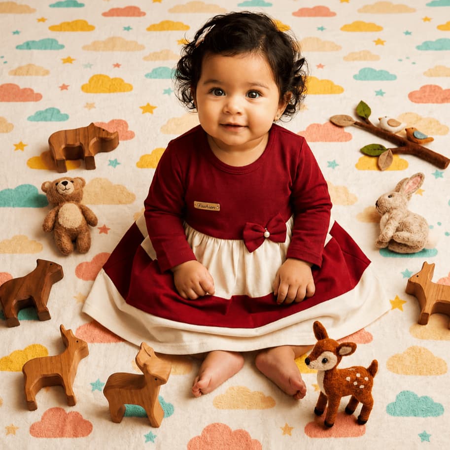 Vestido Manga Longa Bebê Recém Nascido Menina Roupa Charmosa e Confotável