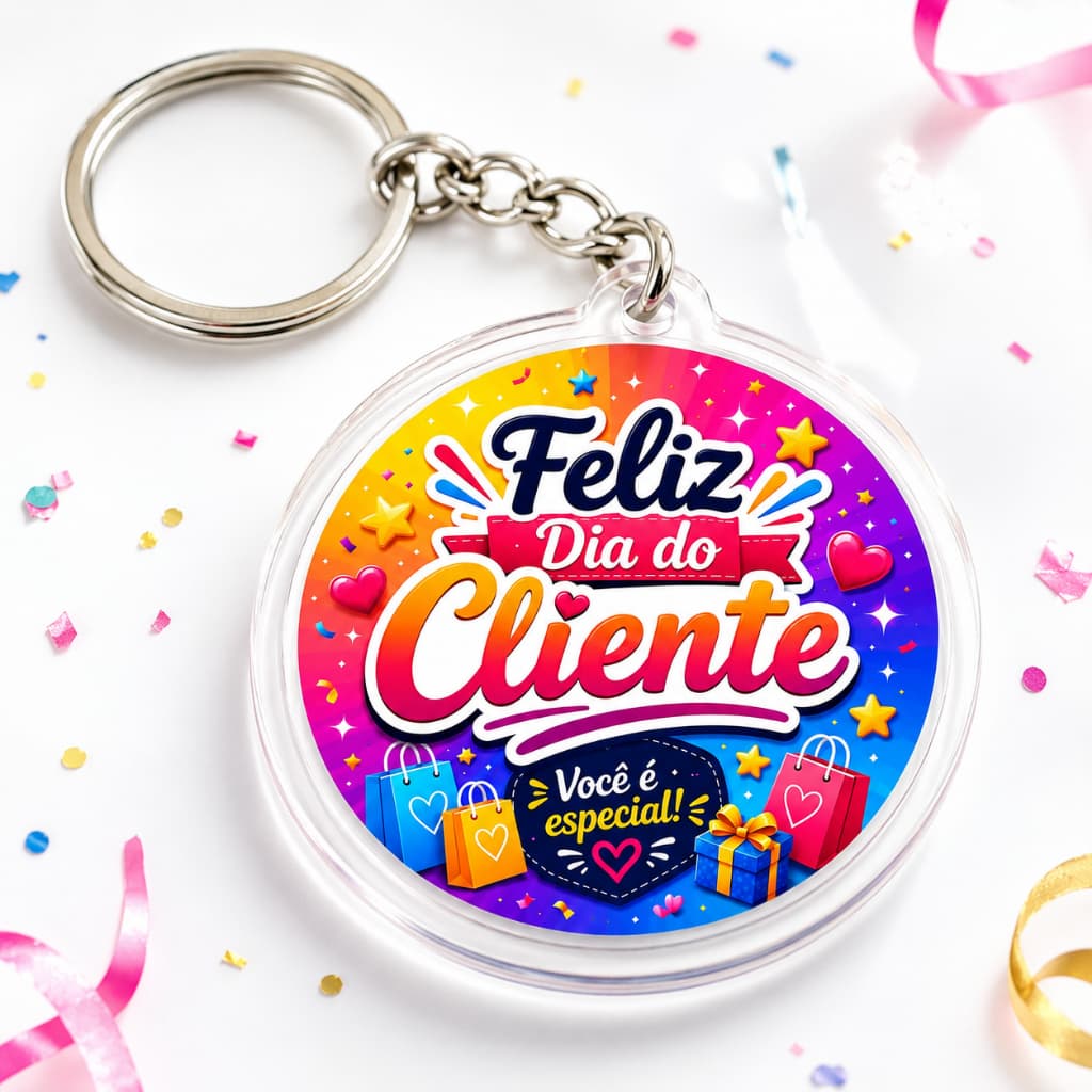 Kit 30 50 100 Chaveiro Dia do Cliente Mimo Lembrancinha Brinde para Loja