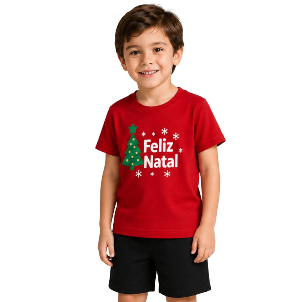 Kit 2 Peças Conjunto Infantil Masculino Camisa + Bermuda Premium Verão Confortável Básico Natal