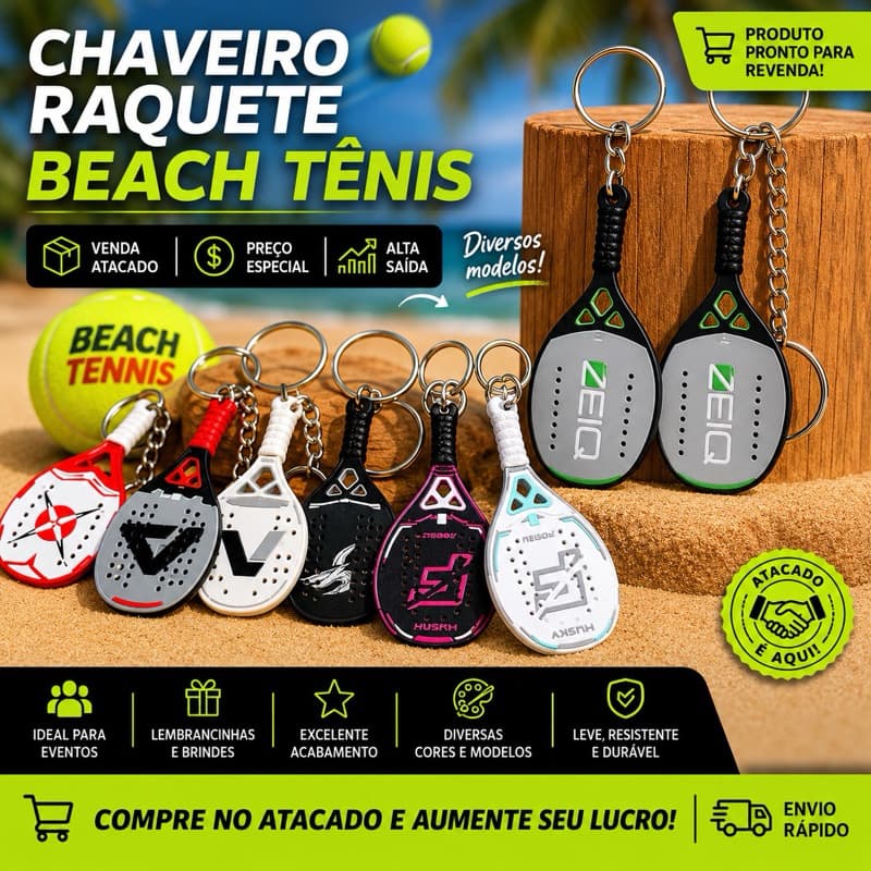 Chaveiro Raquete Beach Tennis – Acessório Esportivo Resistente – Presente Criativo