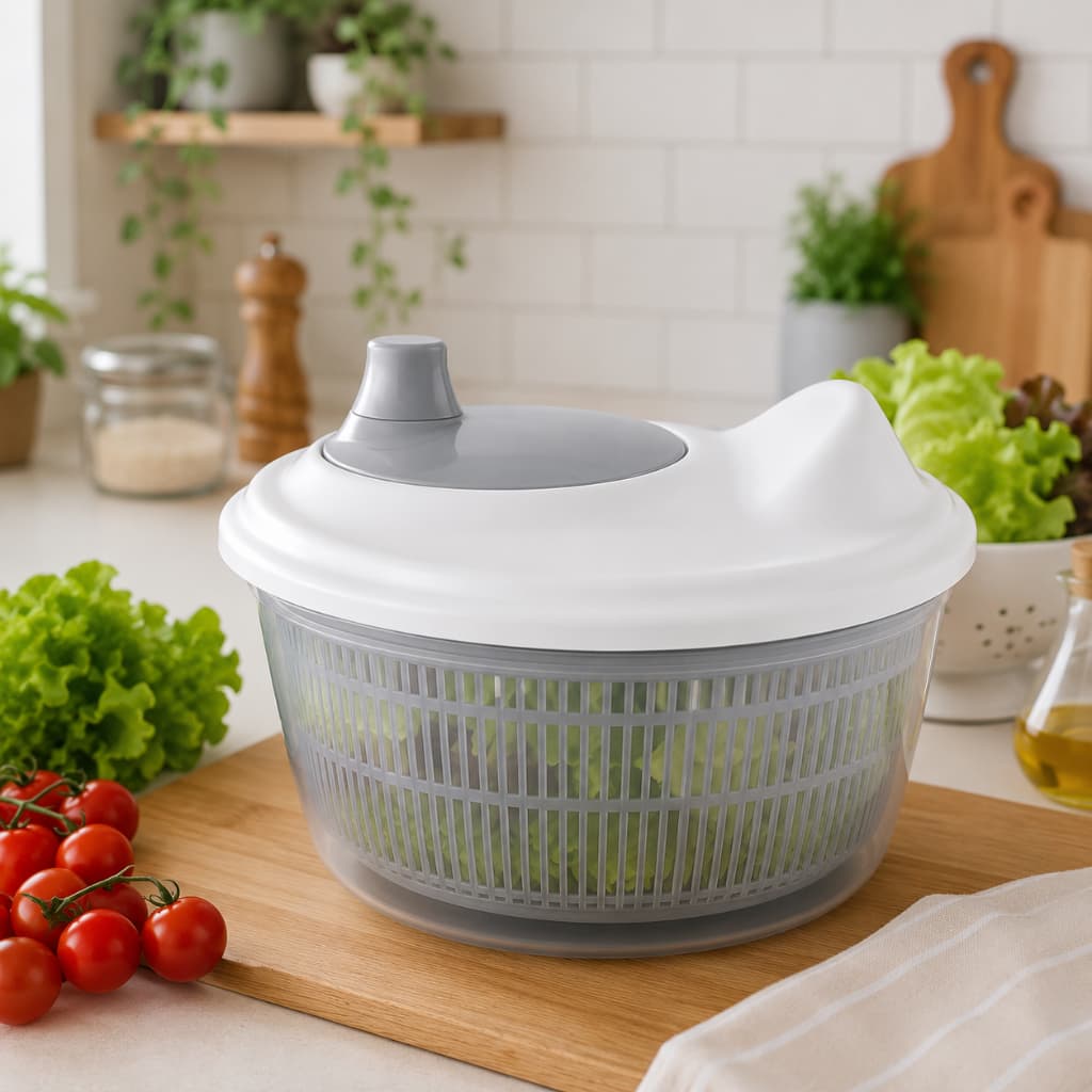 Seca Folhas Salada 2,5L Escorredor Cozinha Compacto Resistente Cinza