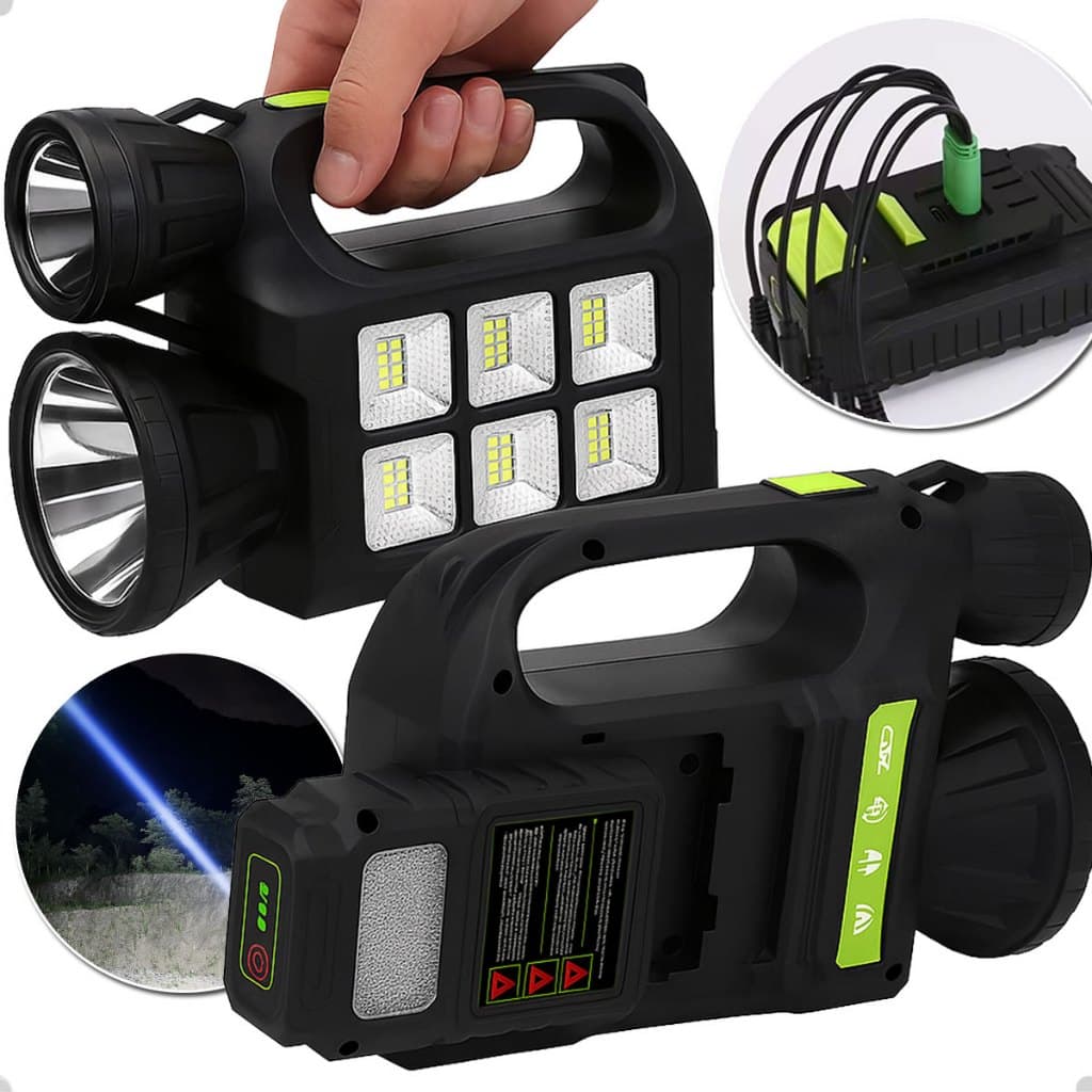 Lanterna Tática Dupla Super Potente multifuncional Recarregável Power Bank Integrada