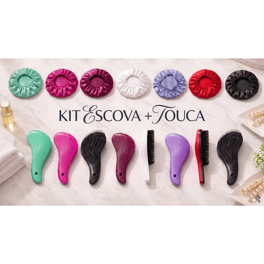 Kit 50 Peças 25 Toucas De Cetim E 25 Escovas Mágica Cabelo