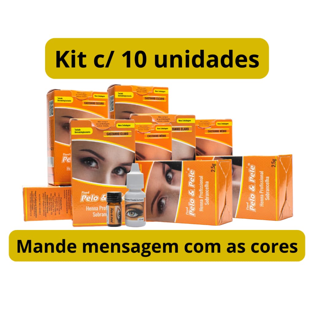 Henna para Sobrancelhas Pelo e Pele 2,5g C/ 10 Unidades (escolha as cores por mensagem)