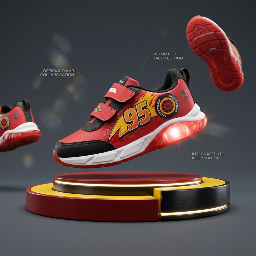Tênis Disney Race 95 Led Infantil Velcro