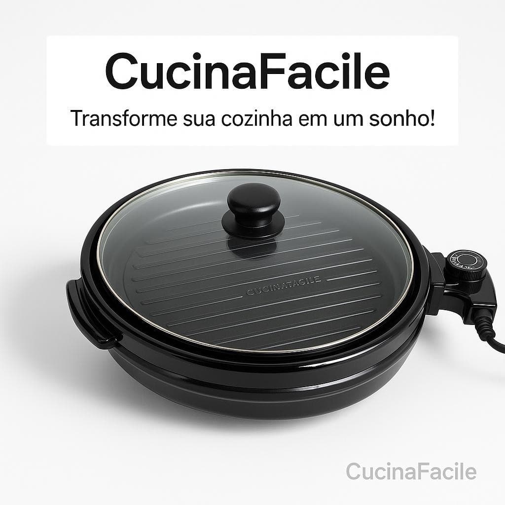 Grill Elétrico Redondo Ajuste Termostato Superfície Antiaderente