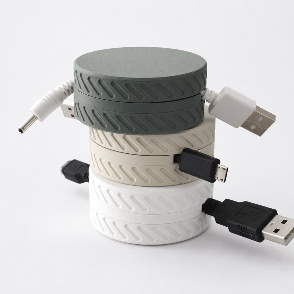 Organizador de Cabos e Fios Enrolador de Cabo Carregador USB Porta Fio Compacto para Bolsa Mesa Carro
