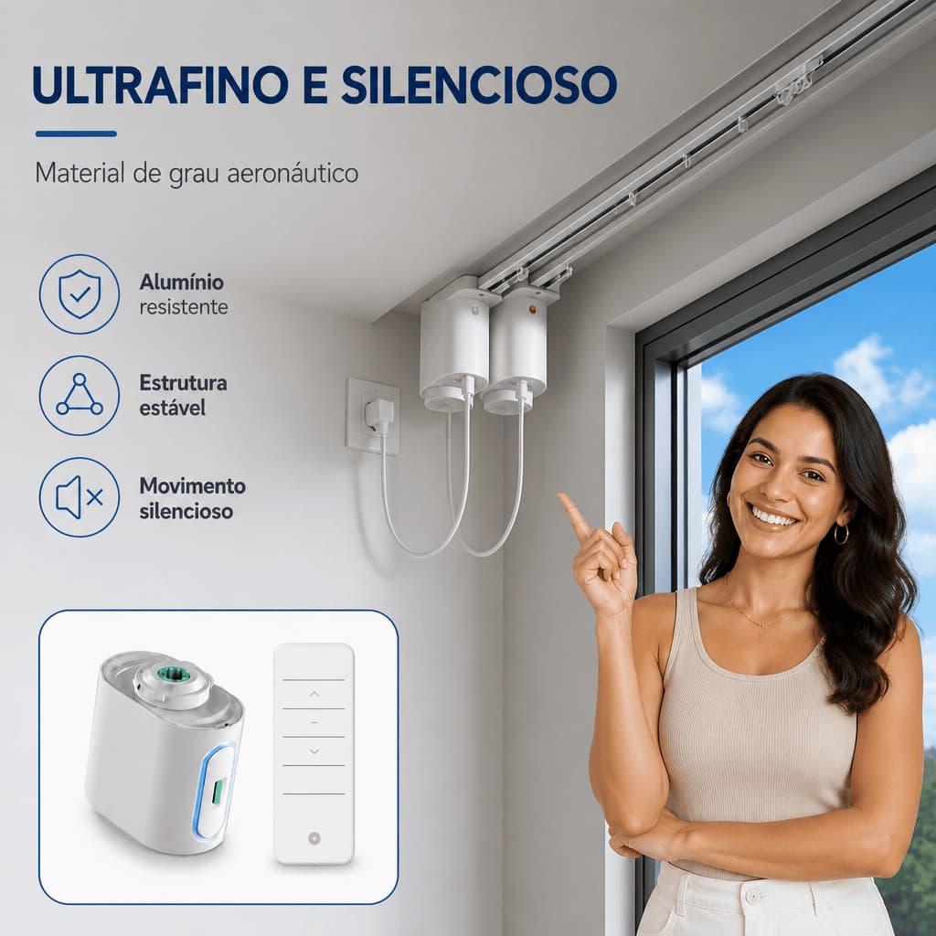 Trilho de Cortina Inteligente com Remote Control Trilho Elétrico Cortina Automática Retrátil 1,2 m a 3,5 m