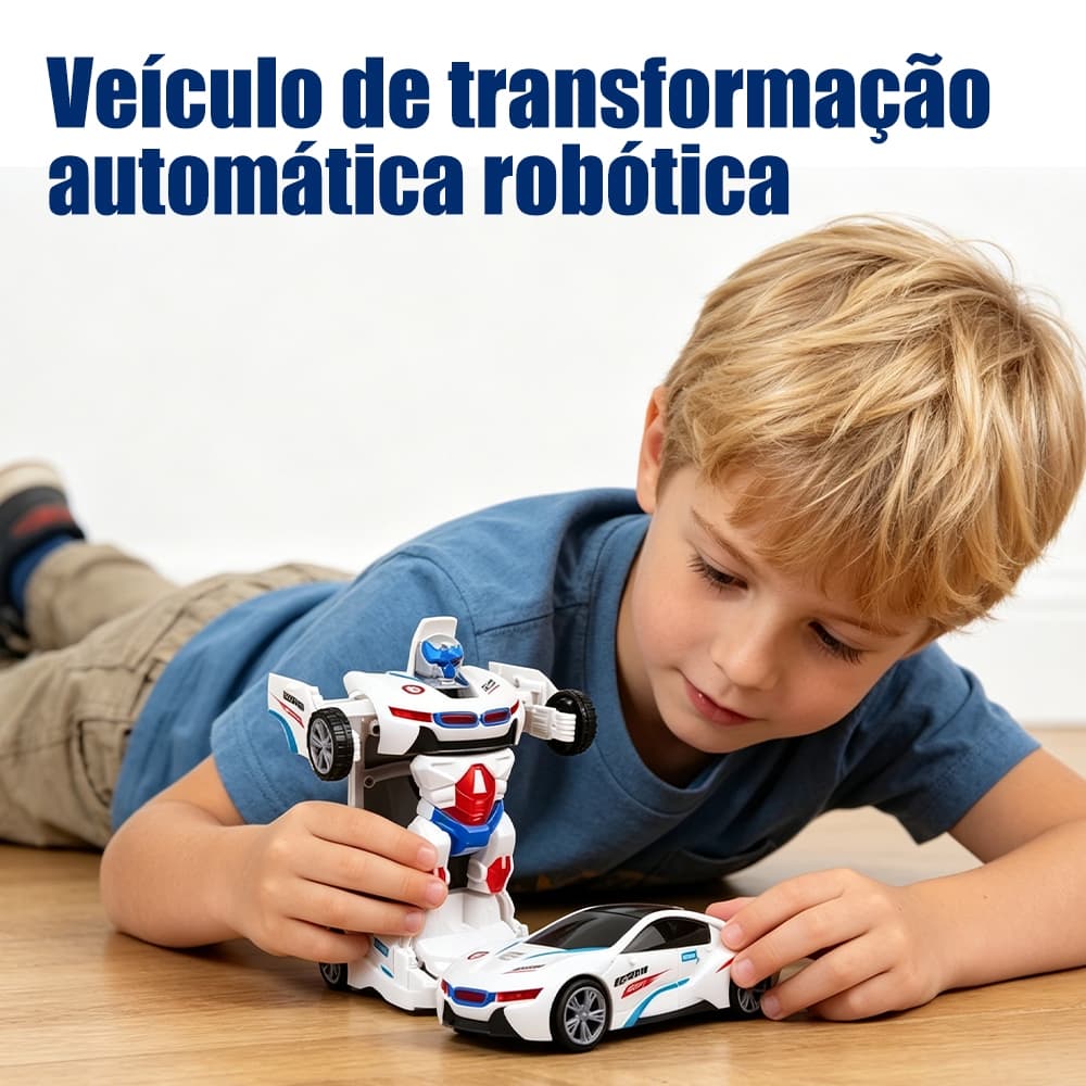 Brinquedo Carrinho Camaro Vira Robô com Luz e Som Movimento Bate Volta Infantil Crianças
