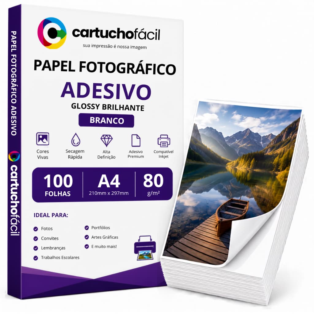 100 Folhas Papel Fotográfico Adesivo A4 80g Brilhante Alta Resolução Etiquetas Personalizadas Inkjet