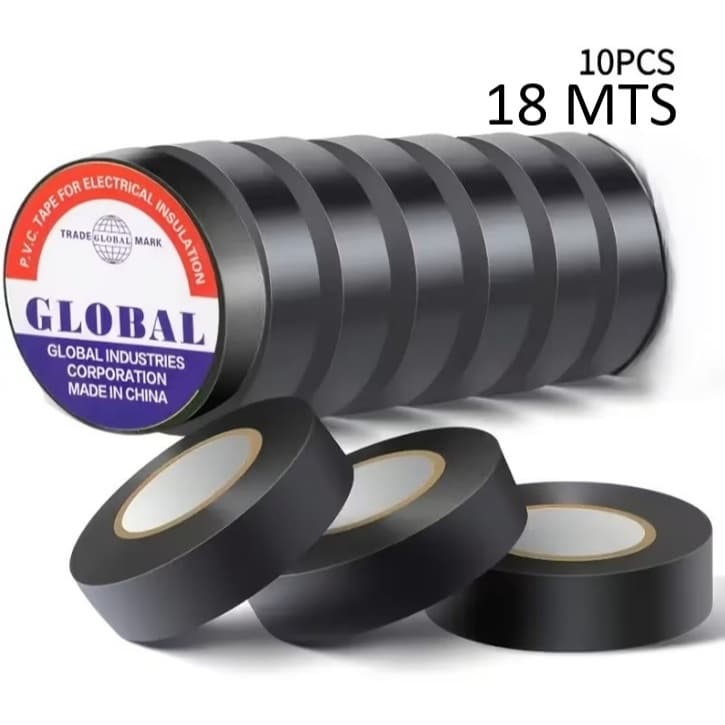Kit 10 Rolos De Fita Isolante 18 Metros 19mm Antichama Adesiva Fio Elétrico Manutenção Residencial