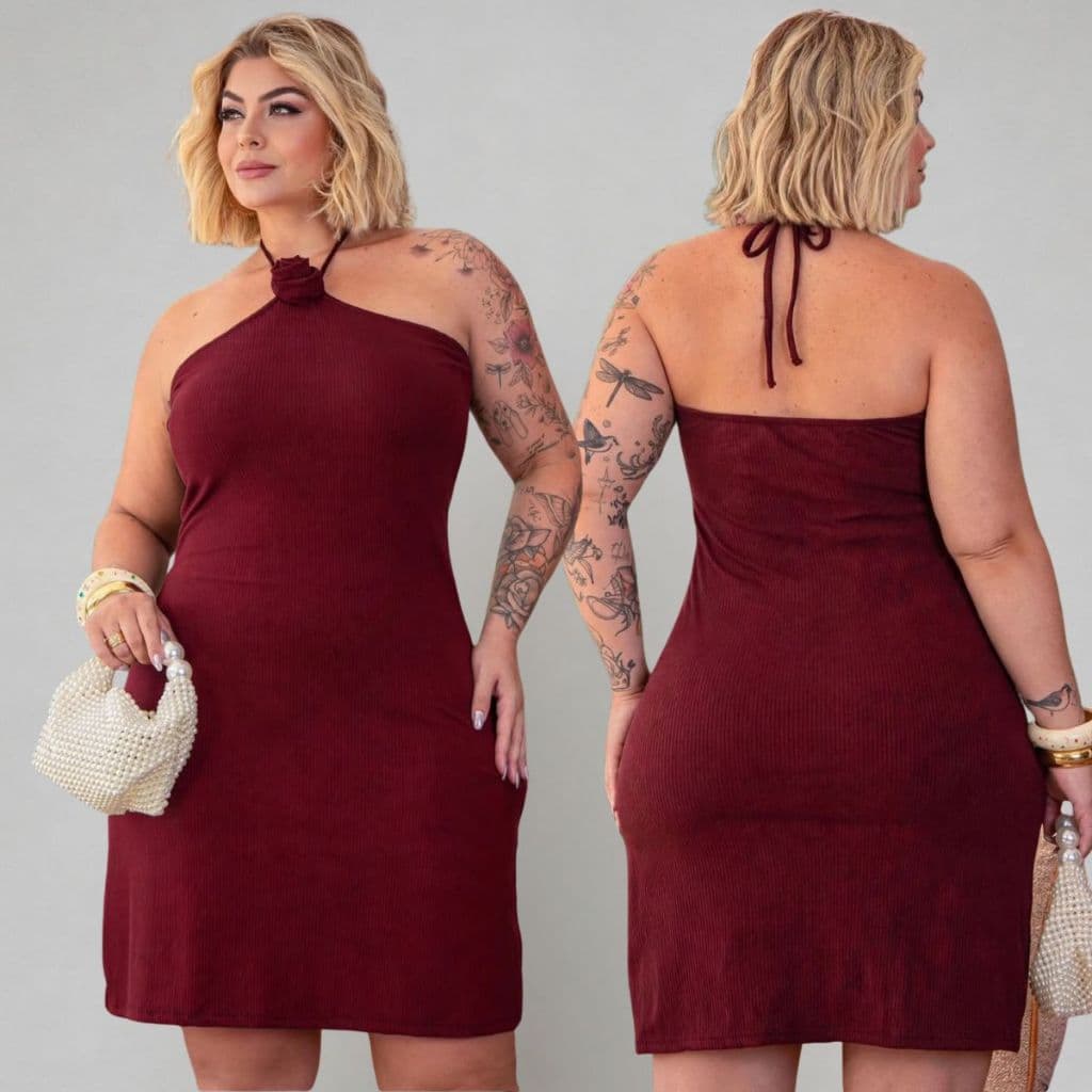 Vestido Feminino Plus Size com Caimento Perfeito Canelado Moda Blogueira Soltinho Confortável Verão Dia a Dia