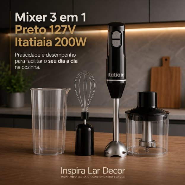 Mixer 3 em 1 Preto 220V Itatiaia 200W Multifunção