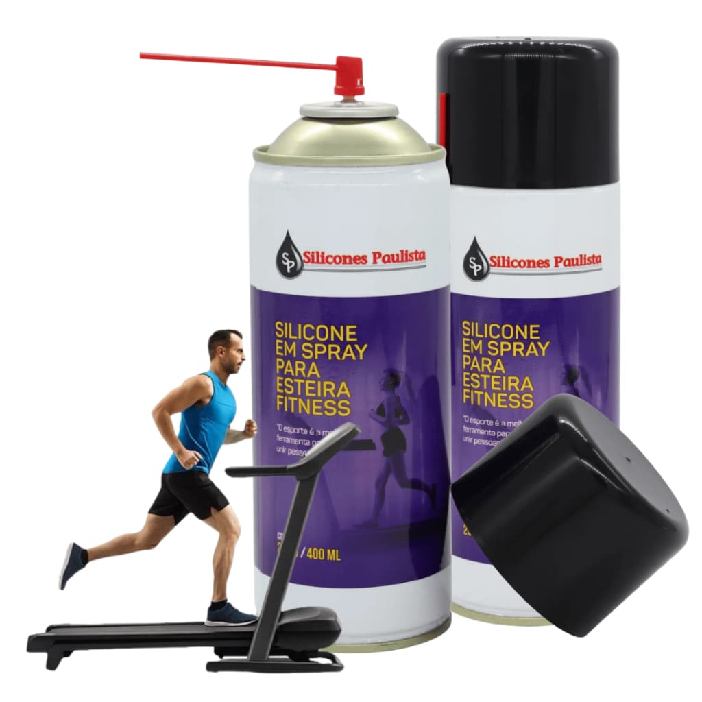 Silicone Spray Lubrificante Esteira Ergométrica Academia Fitness Profissional e Doméstica 400ML - Silicones Paulista