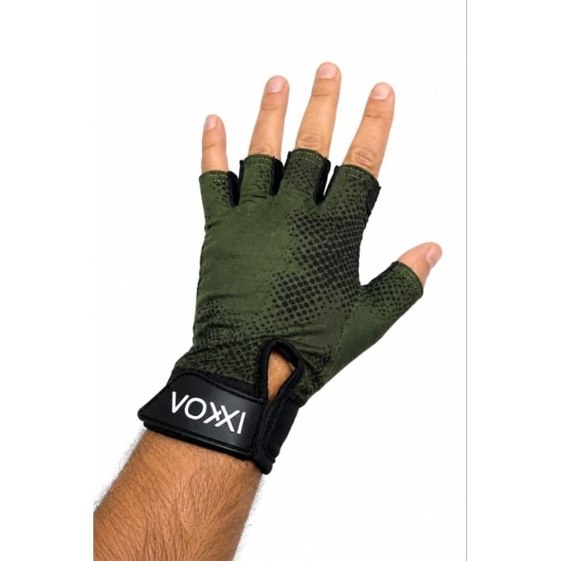 Luva de Pesca Bike Tiro Esportivo VOXXI | SAINT Dedo Curto UV 50+ Respirável Antiderrapante Verde Militar
