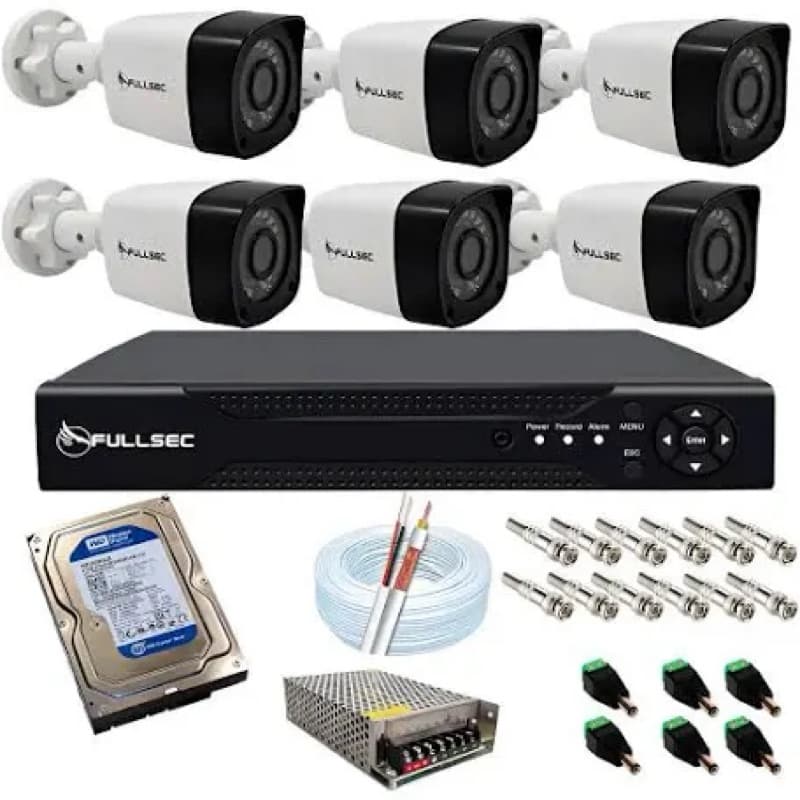 kit CFTV completo 6 câmeras FullHd 20 metros + Dvr 8 canais + Hd 500 Gb Purple + aplicativo celular