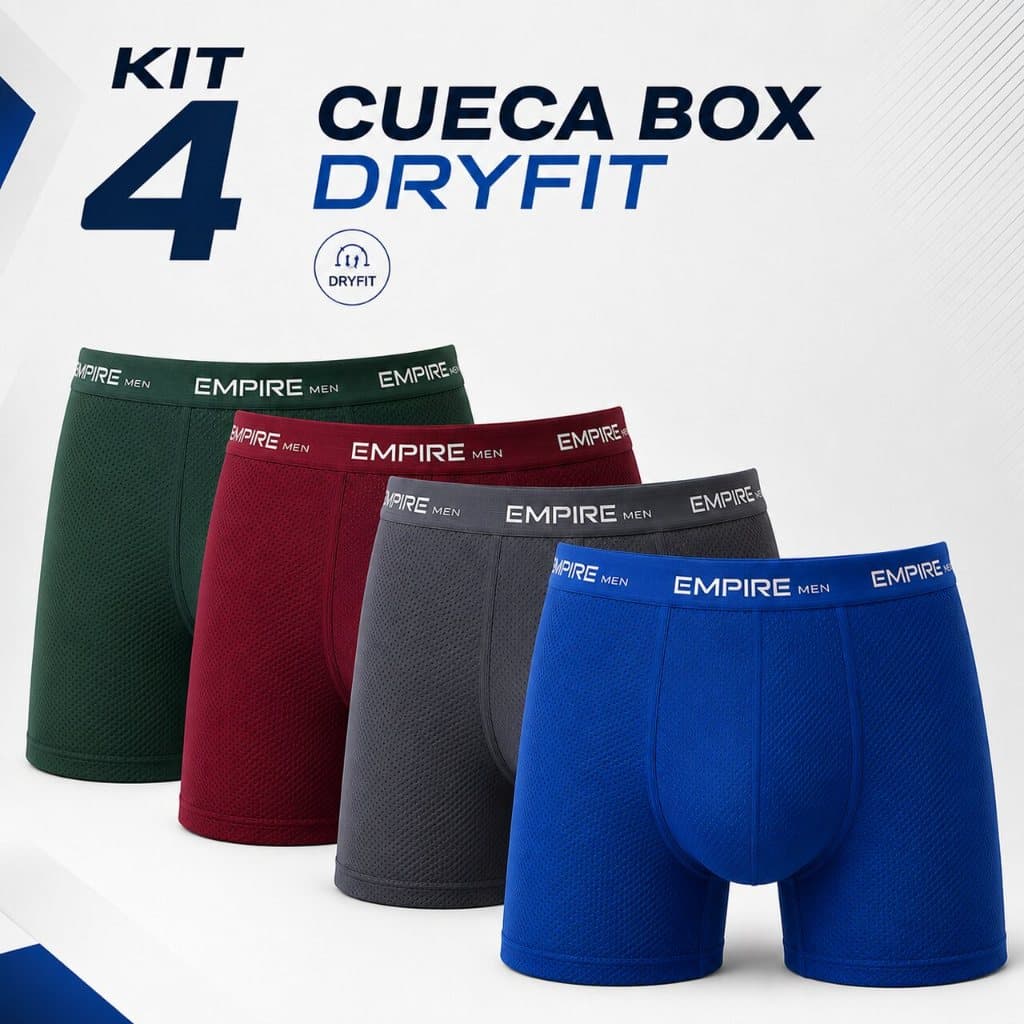 Kit DRY FIT 4 Cuecas Boxer Forro Algodão