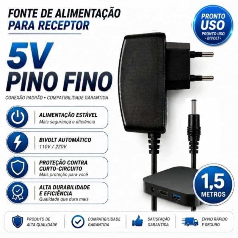 Fonte 5v Pino Fino p/ Box Android via internet