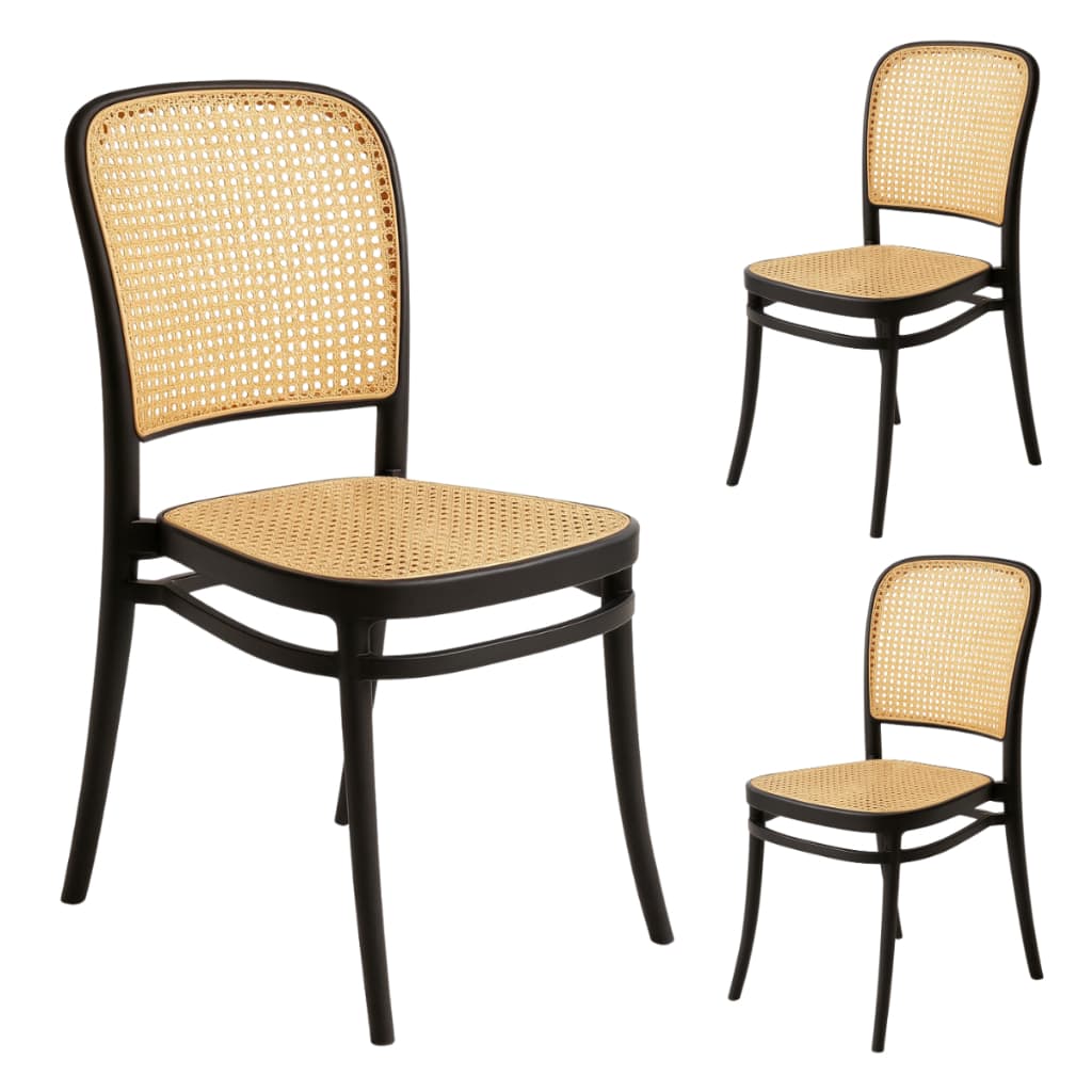 Kit 3  Cadeiras Rattan em Polipropileno MasterChair | Design Arabesco | Empilhável | 120kg