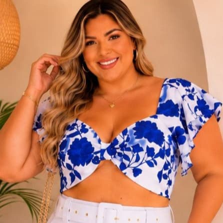 cropped plus size tamanho 50, cropped em crepe seda, cropped feminino plus size, cropped com lastex