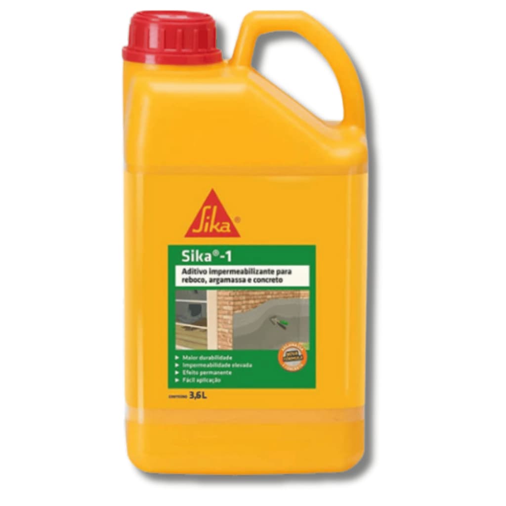 Aditivo Impermeabilizante Para Argamassa E Concreto Cimento Reboco Interno Externo Galão 3,6L Sika