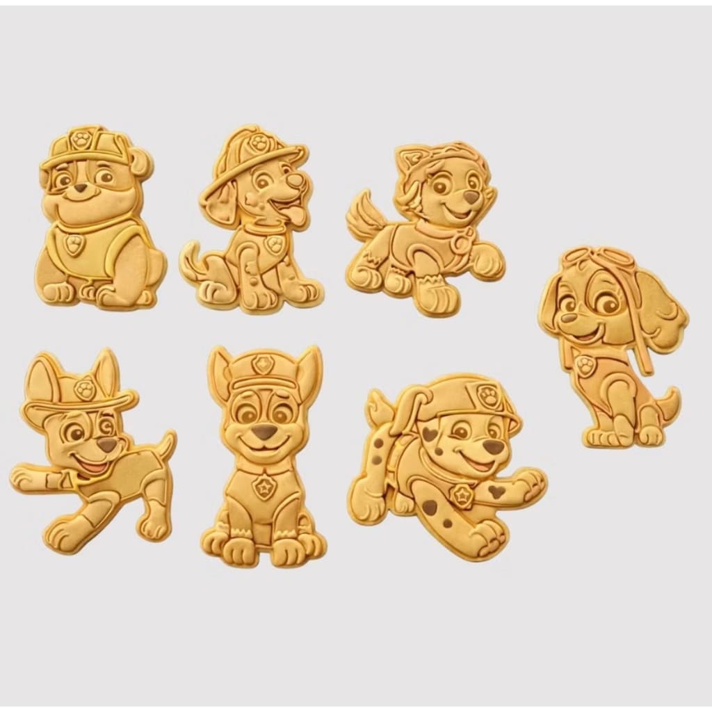 Kit 7 Cortadores e Marcadores Patrulha Canina para Biscoito Pasta Americana Biscuit Fondant Confeitaria Festa infantil