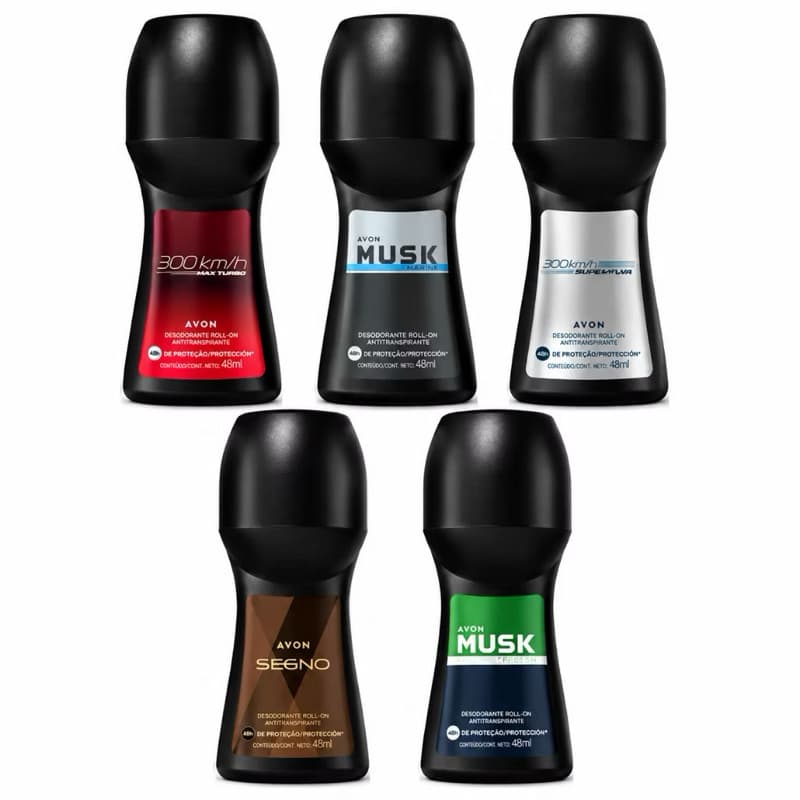 KIT COM 05 DESODORANTE ROLOM MASCULINO SORTIDOS - AVON (ESCOLHA SUA FRAGRÂNCIA)