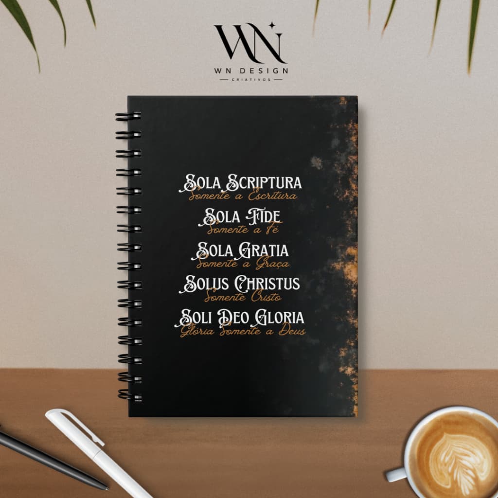 Caderno A5 5 Solas Capa Dura Espiral | Miolo Pautado ou Sem Pauta 70g