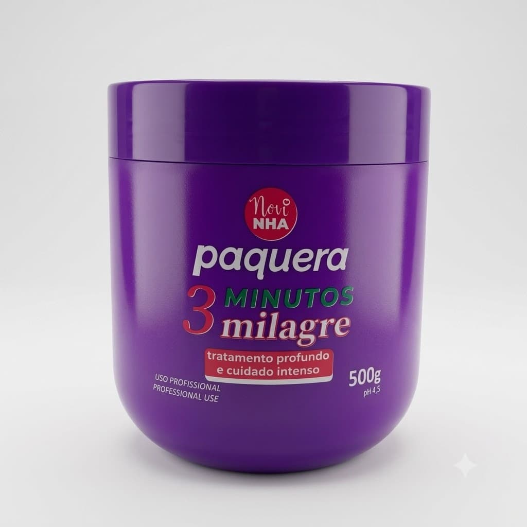 Máscara Capilar Paquera 500g 3 Minutos Milagre Tratamento Profissional Profundo Cuidado Intenso