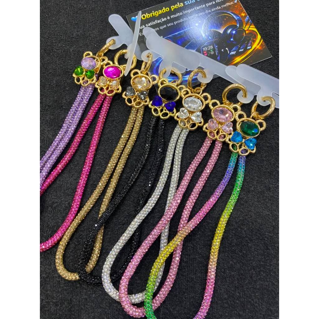 Cordão Para Celular Universal Com brilhos Stress Alta qualidade + Adaptador de silicone