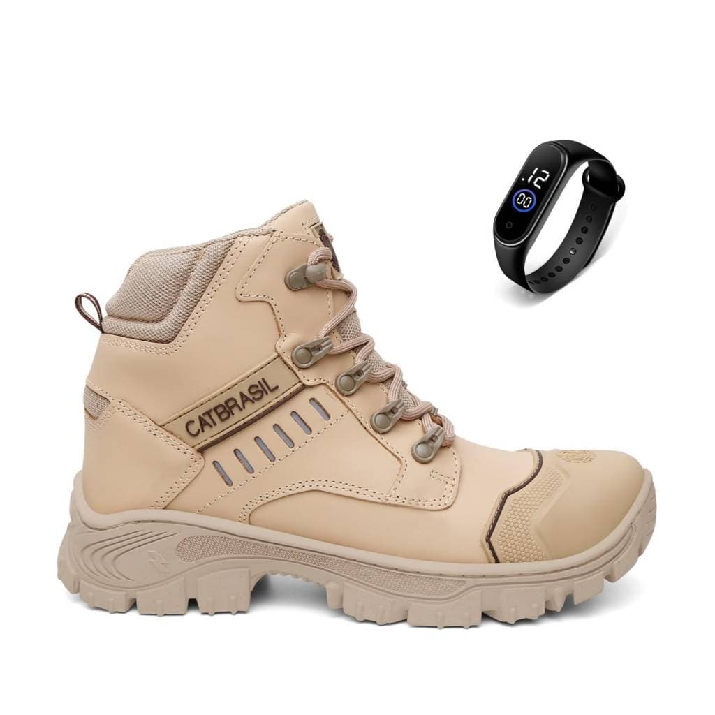 Bota Coturno Cano Médio Masculina Couro Nobre com C.a