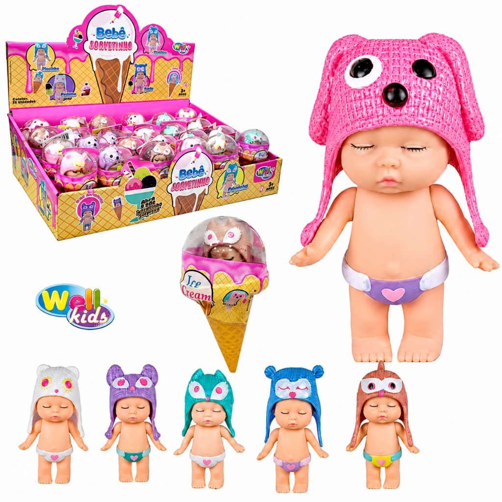 Boneca Bebê Coleção Sorvetinho 11cm Presente Lindo